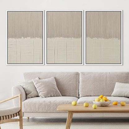 SIGNLEADER Framed Canvas Print Wall Art Set Beige Abstract Neutral Illustrations Minimal Decorative Bohemian Nordic for Living Room, Bedroom, Office - 16"x24"x3 WHITE