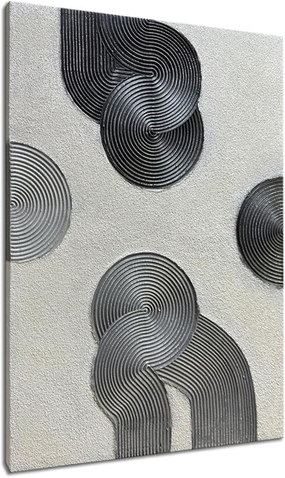 Slyart Grey and Black Abstract Textured Wall Art, Hand-Painted 3D Oil Paintings on Canvas Wall Art 40x28 inch Contemporary Art