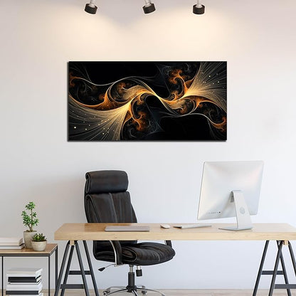 Ouzzlie Abstract Wall Art for Bedroom Black Canvas Wall Decor for Living Room Modern Picture Artwork Big Print Home Office 24" x 48"