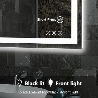 DUMOS 20.1"x28.1" LED Bathroom Mirror, Smart Anti-Fog Bathroom Vanity Mirror with Front Light & Backlit, 3 Color Temperatures, Dimmable, Memory Function