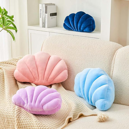 Uvvyui Lavender Velvet Shell Shaped Throw Pillow, 18x13 Inch, Plush, Modern, Indoor, Decorative Accents, Lounging, Gift
