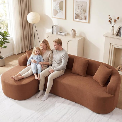 103" L Shaped Boneless Sectional Couches for Living Room, Curved Modular Sectional Sofa with Chaise, Modern Cloud Couch Deep 3 Seat No Assembly, Orange