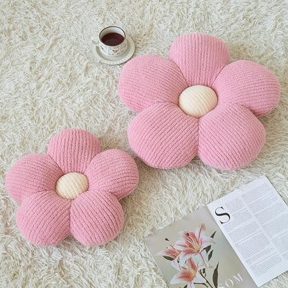Flower Pillow, Decorative Throw Pillow for Couch, Cute Decor Pillows for Bed, Aesthetic Flower Shaped Pillow Fun Cushion (Pink, 19.6 Inches)