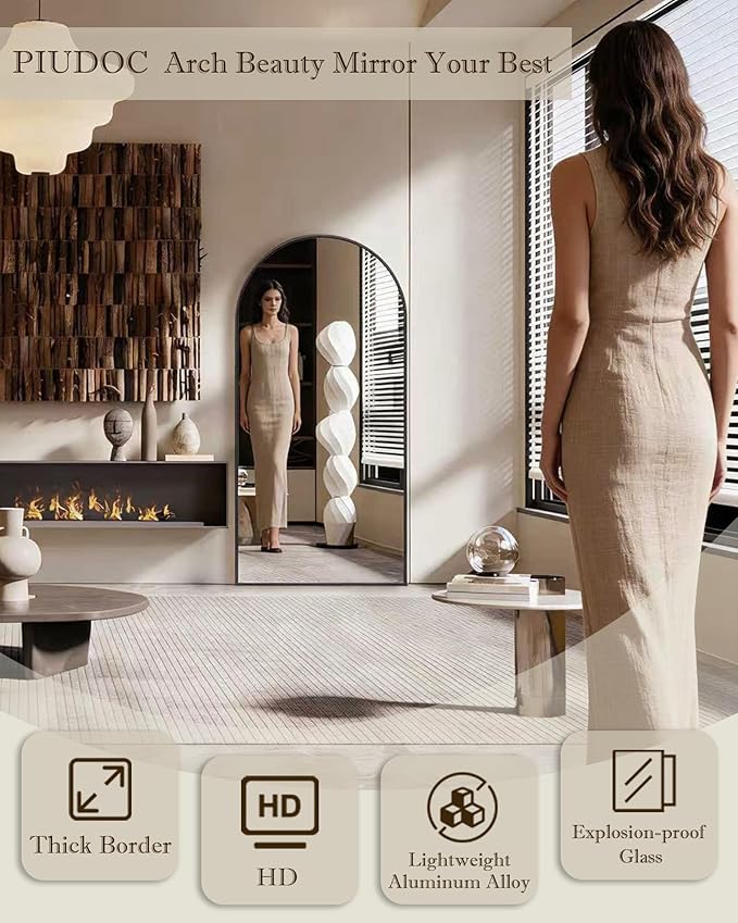 76"x34"Floor Mirror Full Length,Arched Full Length Mirror with Stand,Full Body Mirror,Hanging or Large Leaning for Bedroom Living Room Black