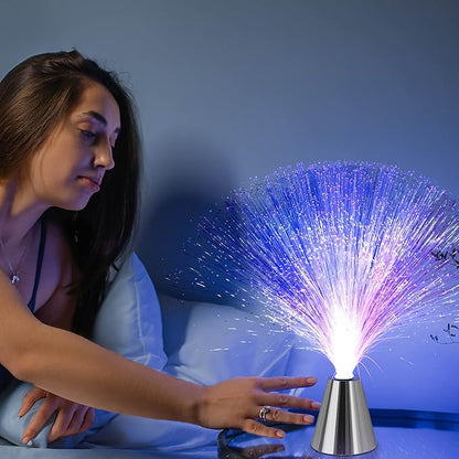 Sensory Fiber Optic Lamp - LED Color Changing with Cone Base - Fiber Optic Lights with Battery Powered - Calming Mood Night Light …