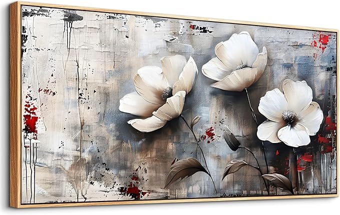 hyidecorart Canvas Wall Art For Office Abstract Wall Decor For Living Room Bedroom Decor Flower Landscape Wall Painting Textured Pictures Artwork Vintage Style Wood Framed Prints Modern Hotel Mural