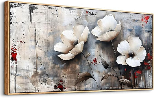 hyidecorart Canvas Wall Art For Office Abstract Wall Decor For Living Room Bedroom Decor Flower Landscape Wall Painting Textured Pictures Artwork Vintage Style Wood Framed Prints Modern Hotel Mural