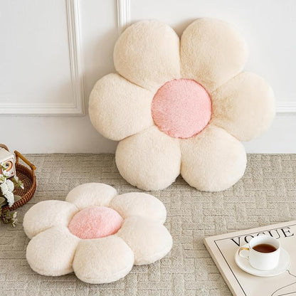 Flower Pillows, Decorative Pillows for Couch, Cute Daisy Pillow for Bed, Flower Shaped Decorative Throw Pillow Room Decor (Beige, 14.9 Inches)