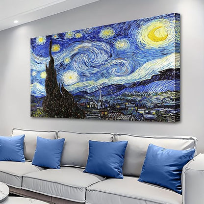 dgbtcart Starry Night, Vincent Van Gogh Canvas Wall art, Classic Paintings Reproduction Pictures Poster, Abstract Artwork Prints for Home Decor 24"x36"