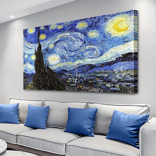 dgbtcart Starry Night, Vincent Van Gogh Canvas Wall art, Classic Paintings Reproduction Pictures Poster, Abstract Artwork Prints for Home Decor 24"x36"
