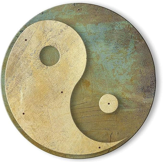 Krouterebs Yin and Yang Vintage Round Metal Tin Sign Nostalgic Metal Sign Home Decor for Culb Bar Garden Kitchen Restaurant Garage 12x12 Inch
