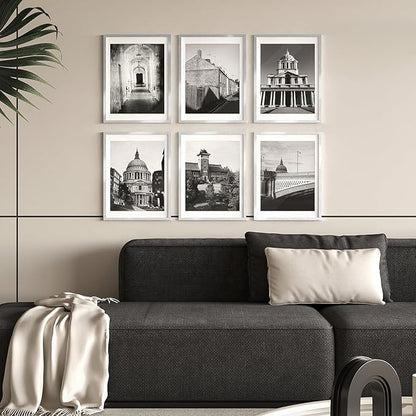 12x16 Picture Frames Set of 6 with Plexiglass, Display Pictures 11x14 with Mat or 12x16 Without Mat for Tabletop Display and Wall Mounting,Silver