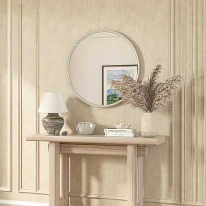 TETOTE Brushed Nickel Mirror 30 inch Round Mirror for Wall, Bathroom, Living Room, Bedroom, Vanity, Entrance