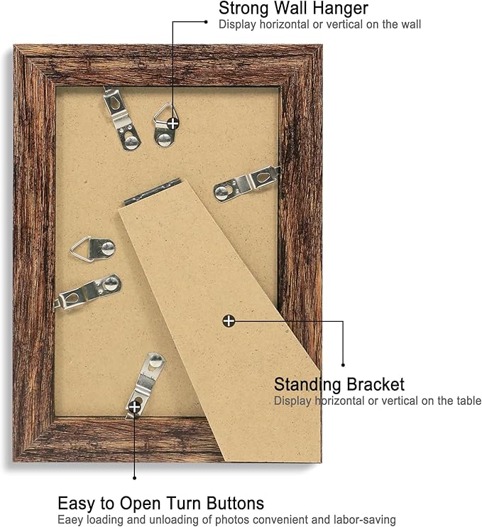 iRahmen 4x6 Picture Frame Set of 2 with High Definition Glass, Wood Photo Frame Display Pictures 3.5x5 with Mat or 4 x 6 without Mat for Tabletop Display and Wall Mounting