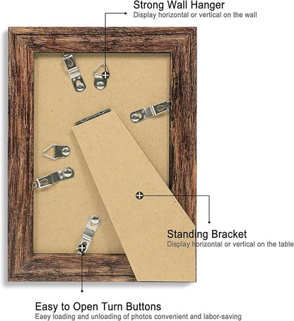 iRahmen 4x6 Picture Frame Set of 2 with High Definition Glass, Wood Photo Frame Display Pictures 3.5x5 with Mat or 4 x 6 without Mat for Tabletop Display and Wall Mounting