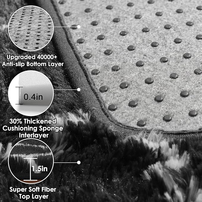 ONASAR 5x7 Area Rugs for Living Room Bedroom, Fluffy Black and White Rug, Geometric Boho Soft Plush Shaggy Floor Carpet Mat for Nursery Kids Girls Boys Teen Dorm Home Decor Aesthetic