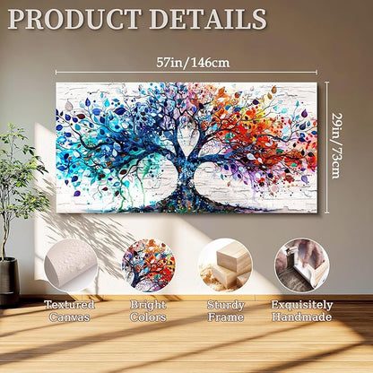 SERIMINO Tree of Life Large Wall Art for Living Room, Colorful Tree Abstract Graffiti Canvas Prints, Nature Botanical Spiritual Artwork for Walls, Modern Office Decorations, Bedroom Wall Decor 29"X57"