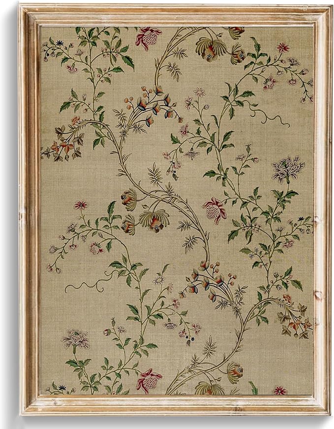 uniro Vintage Wall Art Prints, Retro Neutral Vines Tapestry Pattern Canvas Art Prints Painting, Antique Floral Wall Decor for Office, Bedroom, or Gallery wall - (8" x 10"-UNFRAMED)