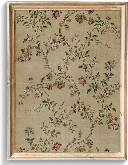 uniro Vintage Wall Art Prints, Retro Neutral Vines Tapestry Pattern Canvas Art Prints Painting, Antique Floral Wall Decor for Office, Bedroom, or Gallery wall - (8" x 10"-UNFRAMED)