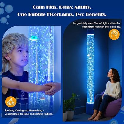 Bubble Tube Floor Lamp – Works with Various Controllers, Color-Changing Aquarium Mood Light for Visual Stimulation & Relaxation in Home, Sensory Rooms & Therapy Clinics (6FT Bubble Lamp)
