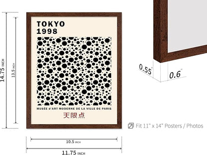 Poster Master Vintage Poster - Retro Pop Art Print - Gift for Artist, Friend - Black Dots, Tokyo, Ville de Paris, Modern, Abstract - Wall Decor for Home, Office, 11x14 Brown Framed