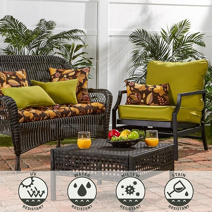 Greendale Home Fashions Outdoor 19x12 inch Rectangle Decorative Throw Pillow, 2-Pack, Russet Floral 2 Count