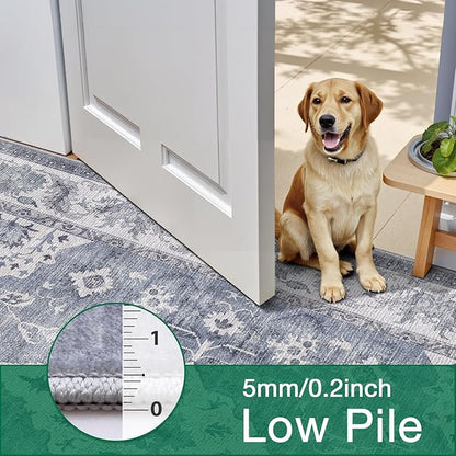 LUMI 8x12 Washable Area Rug for Living Room, Ultra Soft Stain Resistant Carpet with Non Slip Rubber Backing, Non-Shedding Low Pile Rugs for Bedroom, Dining Room, Indoor, Office