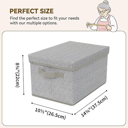 GRANNY SAYS Storage Bins with Lids, Keepsake Memory Box, Storage Basket with Lid, Closet Storage Organizer Bins, Decorative Storage Boxes, Gray, 3-Pack