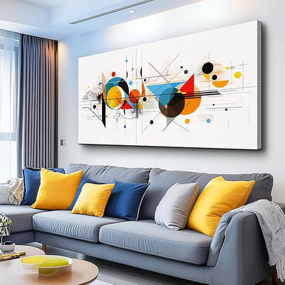 KELIYUAN Framed Wall Art For Living Room Canvas Wall Decor For Bedroom Room Modern Home Decorations Abstract Geometric Color Line Painting Wall Pictures Artwork Bathroom Ready to Hang Mural 20"x40"