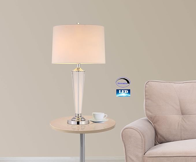 Artiva USA LED7446TC Crystal Suite Collection 33" H Modern Chrome 2-Light LED Crystal Table Lamp with Dimmer, Chrome