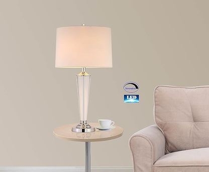 Artiva USA LED7446TC Crystal Suite Collection 33" H Modern Chrome 2-Light LED Crystal Table Lamp with Dimmer, Chrome