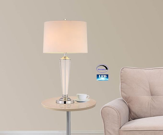 Artiva USA LED7446TC Crystal Suite Collection 33" H Modern Chrome 2-Light LED Crystal Table Lamp with Dimmer, Chrome
