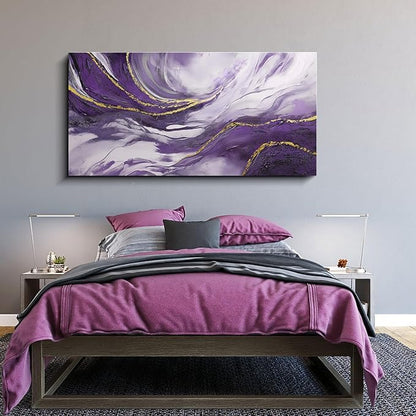 yiijeah Large Wall Art for Living Room - Canvs Artwork for Living Room - Purple and Gold Abstract Canvas Wall Decor - Modern Frame Wall Decor for Bedroom Office Picture Home Decor