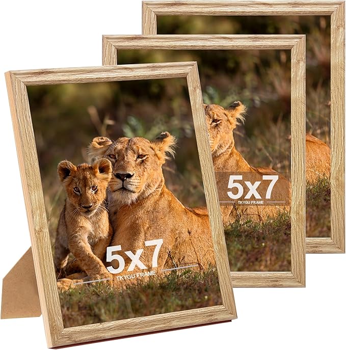 5x7 Picture Frame set of 3, Modern Style Woode Frame,Table Top or Wall Mount best gift