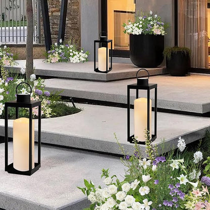 NURADA 8" x 4" Large Outdoor Flameless Candles - Waterproof LED Pillar Flickering Candle Battery Operated with Timer Remote Control for Patio Porch Lanterns Decor - Long Lasting Set of 2