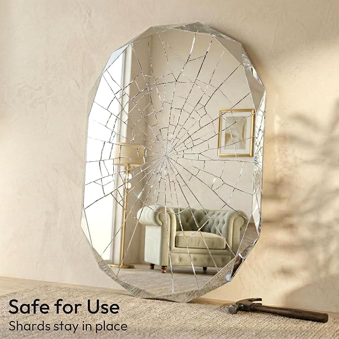 Frameless Oval Bathroom Mirror 36x24 Inch with Beveled Edge, Modern Vanity Wall Mirror