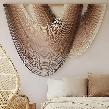 Macrame Wall Hanging Dip-Dye Boho Home Decor Fiber Wall Art Craftsmanship Bedroom Livingroom 57" W x 39" L