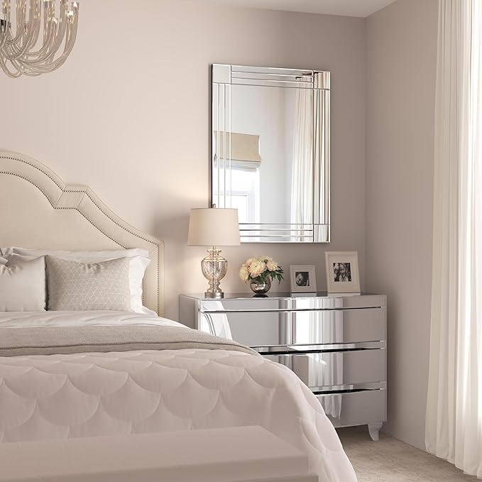 Decorative Wall Mirror Gorgeous Silver Mirror for bedrooms, bathrooms, entryways hallways, Living Room and Dining Room Walls “20x28”