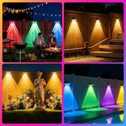 AHAWILL Outdoor Fence Lights,7 Fixed Colors & Color Changing Modes,IP67 Smart Fence Lighting with Remote Control,App Control,LED Light for Outdoor Decor,Wired 16 Packs (100ft)