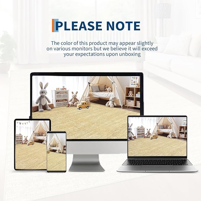 9x12 Area Rugs for Living Room Washable Solid Large Bedroom Rugs Non Slip Soft Modern Abstract Dining Room Throw Carpet Minimalist Classic Plain Area Rug for Nursery Kitchen Home Office, Tan