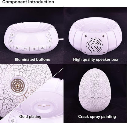 Dinosaur Egg Kids Clock/Decorative Lamp/Night Light/Bluetooth Speaker/White Noise Lullaby Machine 4 in1, 11 Colors Touch, Creative Gifts for Boys/Girls/Adult