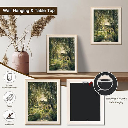 uniro Framed Canvas Wall Art, Vintage Summer Country Landscape Oil Painting, Retro Aesthetic Artwork for Wall Home Living Room Bathroom Bedroom Farmhouse Wall Decor - 12"x16"
