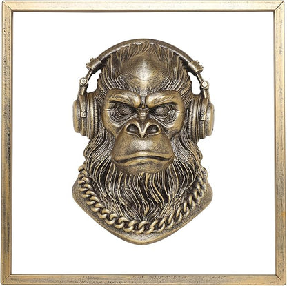 JJALIGHTS Exquisite Resin Animal Head Wall Sculpture (Gift Metal Frame) - Imitation Copper Vintage Decor for Living Room, Bedroom & Office | Decorative Wall Hanging Art (Bigfoot)
