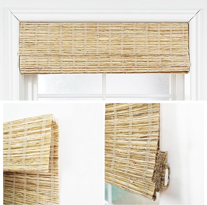 Motorized Bamboo Roman Shades, Motorized Blinds with Remote Compatible with Homekit, Alexa GoogleHome, Smart Wood Woven Shades for Indoor Windows, Customize, Driftwoven