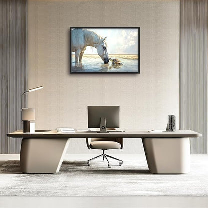 Ocean Beach Landscape Large Wall Art for Living Room Horse Framed Canvas Decor Coastal Sea Turtle Prints Painting Pictures Extra Large Seascape Artwork for Bedroom Bathroom Office Home Decor 24"x36"