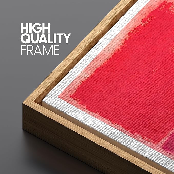 SIGNLEADER Framed Canvas Print Wall Art Set Vibrant Abstract Color Block Modern Minimalist Red, Orange, and Green Illustrations Boho Decorative for Living Room, Bedroom, Office - 24"x36"x3 Natural