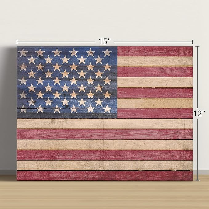 Berlun American Flag Wall Decor - Vintage Patriotic Canvas Wall Art for Home, Office, or Outdoor - USA Flag Wall Hanging for Independence Day, 4th of July, Memorial Day -AL-11 ﻿ ﻿