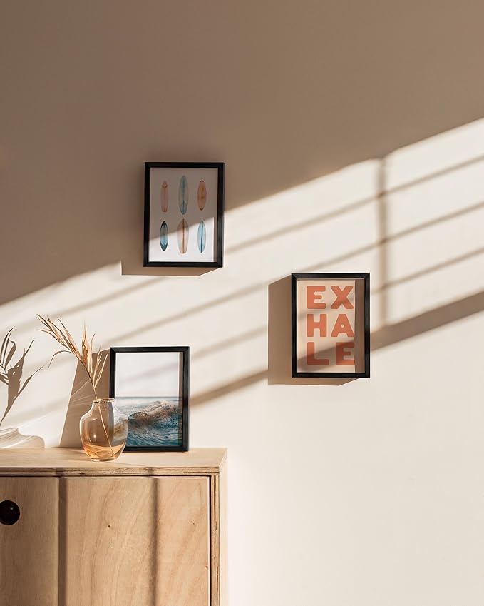 HAUS AND HUES 5x7 Black Metal Picture Frames - 5X7 Photo Frames - Features Premium Aluminum, Vertical Hanging, Easel Back for Tabletop, Home, Office (5x7 in, Black, Set of 3)