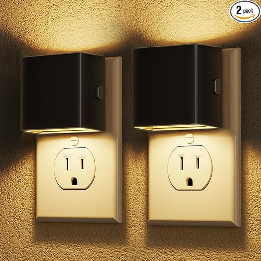 DORESshop LED Night Lights Plug into Wall [2 Pack], Plug in Nightlight, 3 Level Brightness Adjustable Night Light, Dusk to Dawn Sensor, Nightlights for Adults, Bedroom, Bathroom, Hallway, 3000K