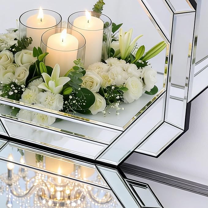 Chende 32" x 47" Large Bathroom Mirror for Wall, Decorative Wall Mirror with Beveled Glass Frame, Horizontal/Vertical Mirror for Living Room, Dining Room, Bedroom Decor